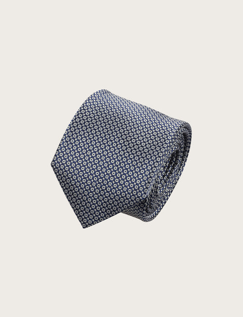 Cravatta in seta con micro fantasia geometrica all-over