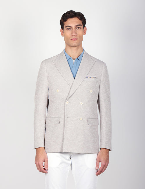 Giacca doppiopetto in maglia mélange |Colore:Beige