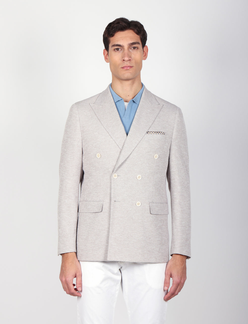 Giacca doppiopetto in maglia mélange