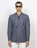 Giacca doppiopetto in maglia mélange |Colore:Blu