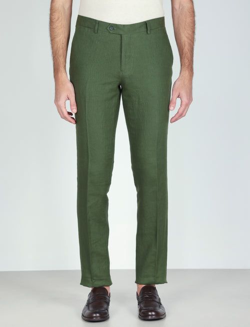 Pantaloni in 100% lino tinta unita luigi fusaro
