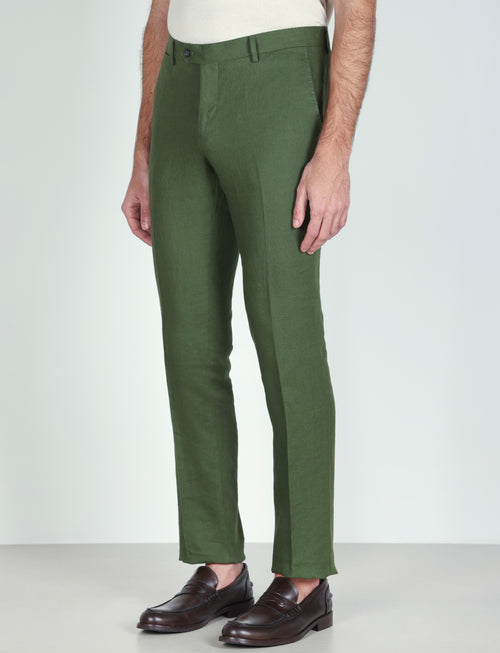 Pantaloni in 100% lino tinta unita luigi fusaro