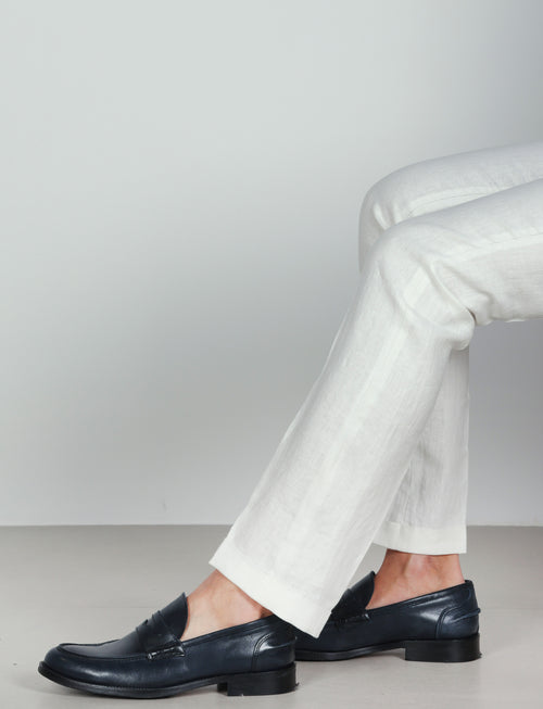 Pantaloni in 100% lino tinta unita luigi fusaro