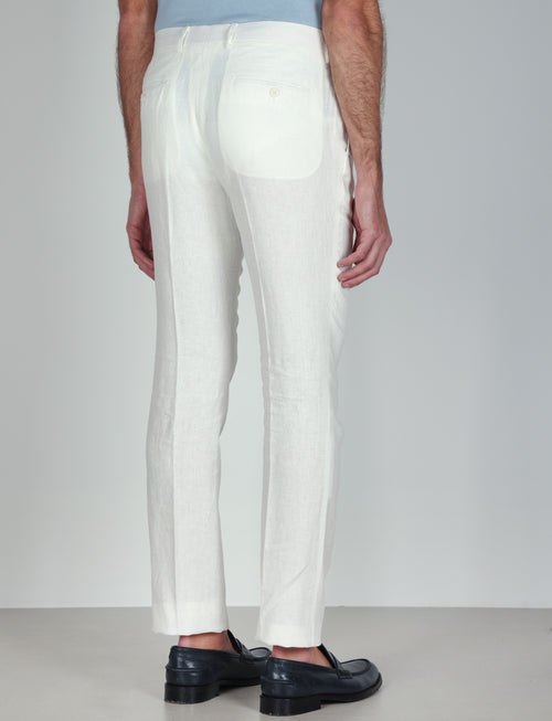 Pantaloni in 100% lino tinta unita luigi fusaro