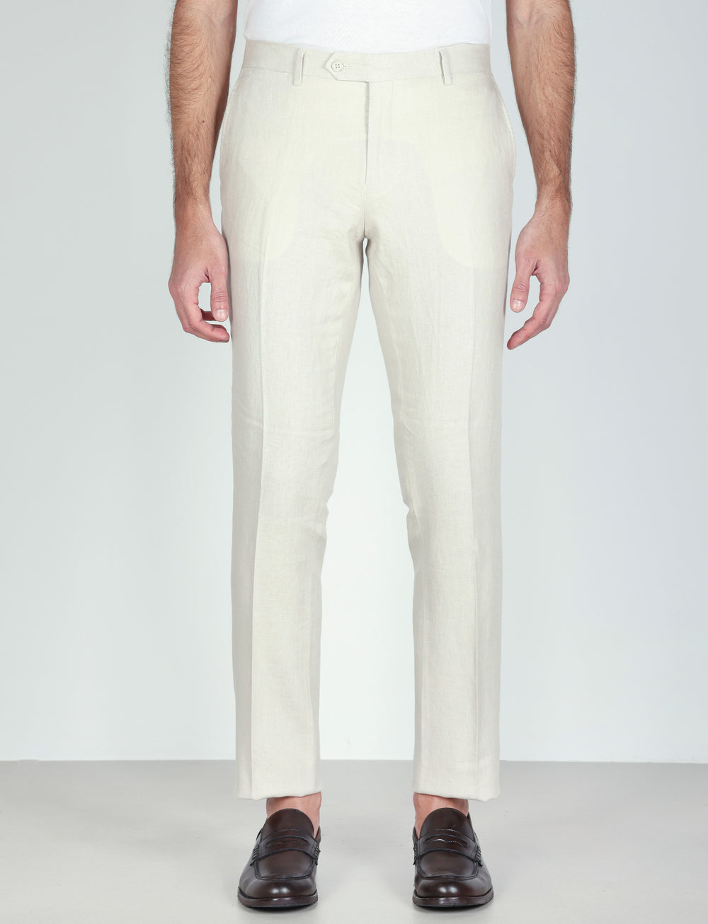 Pantaloni in 100% lino tinta unita