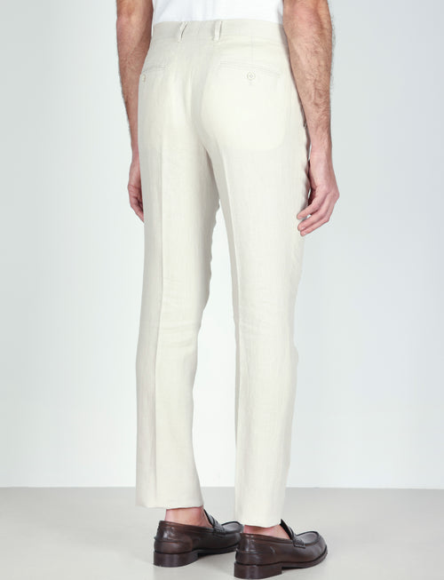 Pantaloni in 100% lino tinta unita luigi fusaro