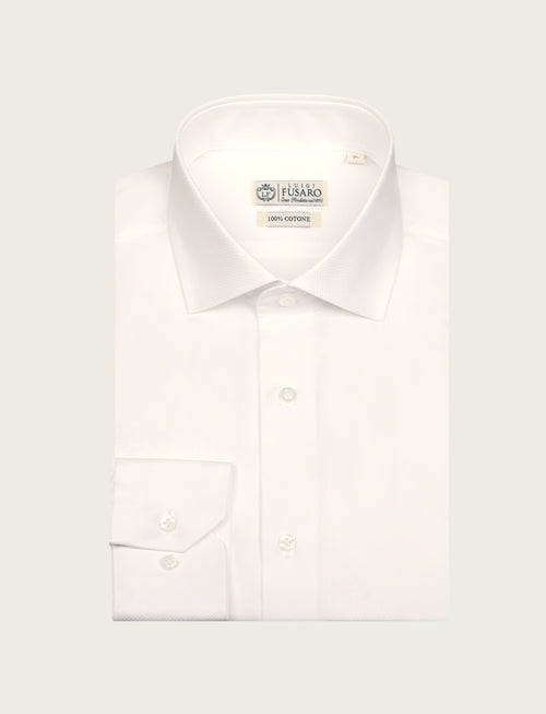 Camicia bianca in cotone dobby elegante