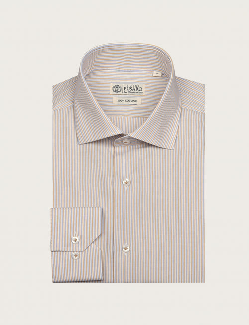 Camicia in cotone a righe sottili bicolore |Colore:Ocra