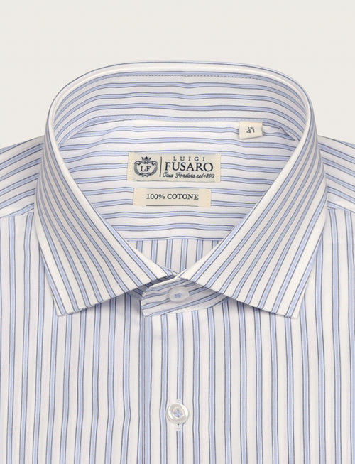 Camicia in cotone a righe medie bicolore_Luigi Fusaro