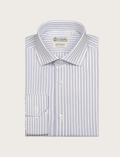 Camicia in cotone a righe medie bicolore_Luigi Fusaro