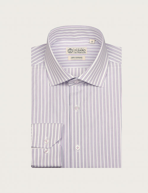 Camicia in cotone a righe medie bicolore |Colore:Violette