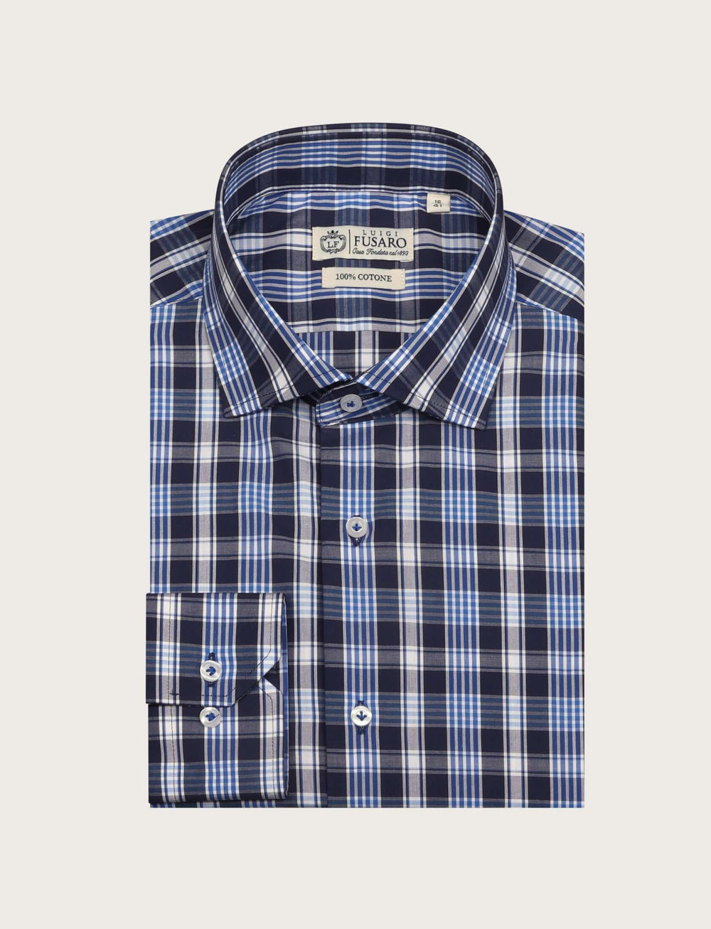 Camicia in cotone a quadri medi
