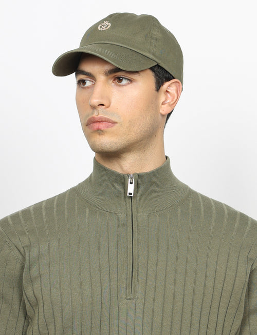 Maglia mezza zip in cotone a coste_Luigi Fusaro