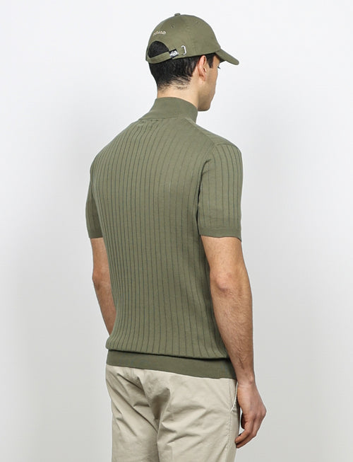 Maglia mezza zip in cotone a coste_Luigi Fusaro