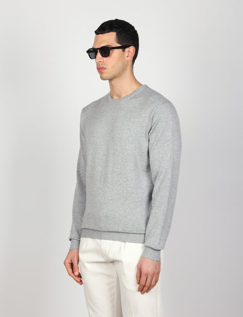 Maglia girocollo in cotone a maniche lunghe_Luigi Fusaro