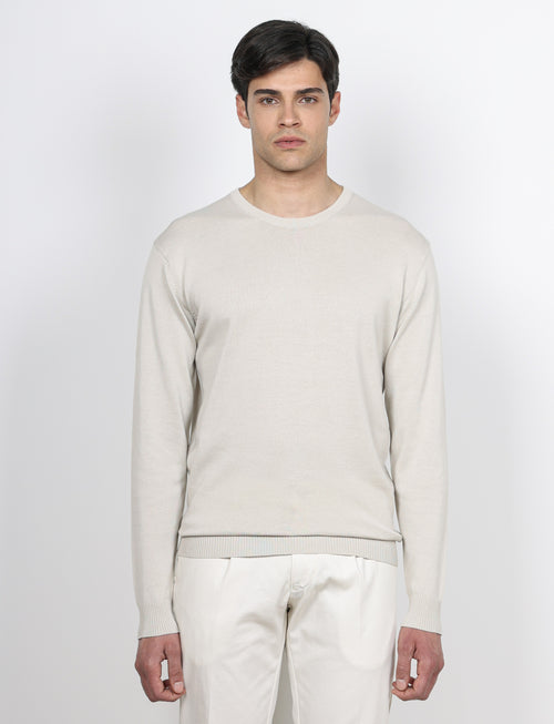 Maglia girocollo in cotone a maniche lunghe_Luigi Fusaro