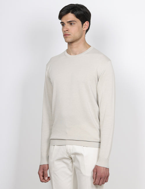 Maglia girocollo in cotone a maniche lunghe_Luigi Fusaro