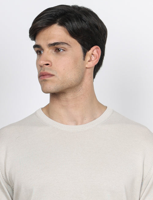 Maglia girocollo in cotone a maniche lunghe_Luigi Fusaro