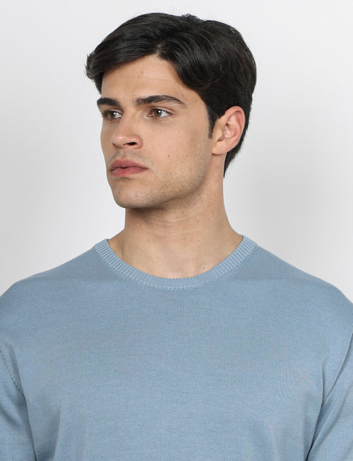 Maglia girocollo in cotone a maniche lunghe_Luigi Fusaro