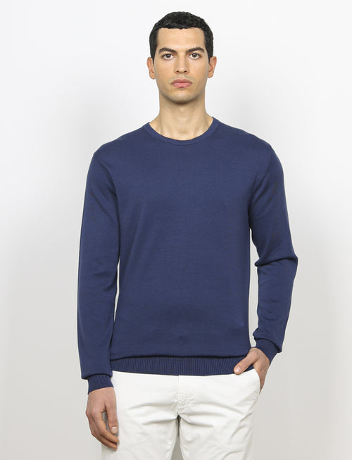 Maglia girocollo in cotone a maniche lunghe_Luigi Fusaro