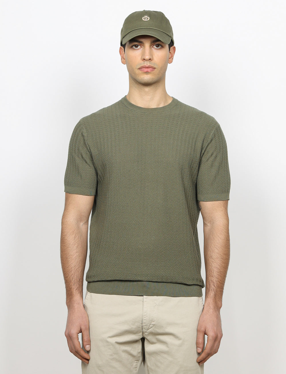 T shirt in cotone lavorazione spigata