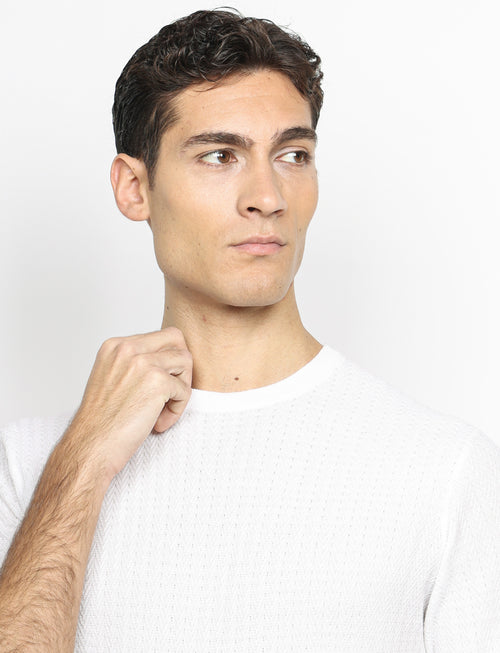 T shirt in cotone lavorazione spigata