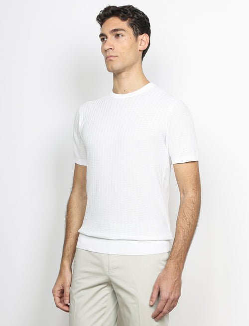 T shirt in cotone lavorazione spigata