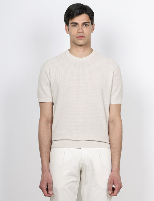 T shirt in cotone lavorazione spigata