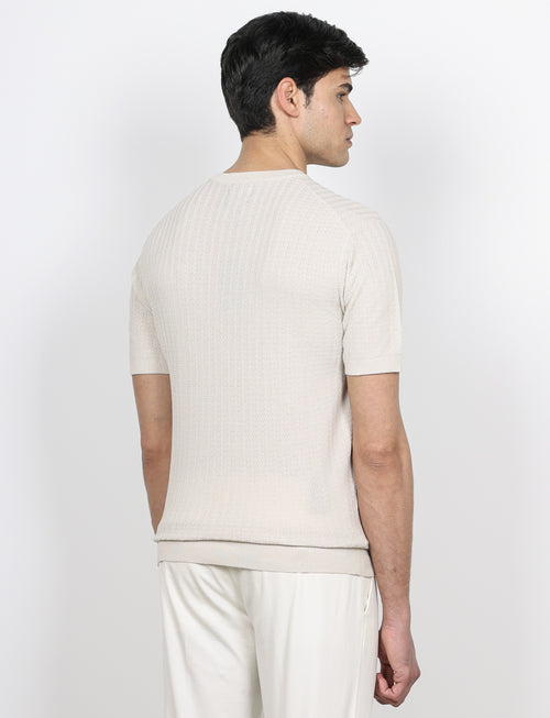 T shirt in cotone lavorazione spigata