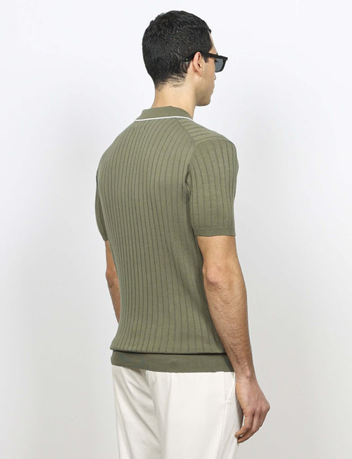 Polo in cotone a coste con dettagli a contrasto luigi fusaro