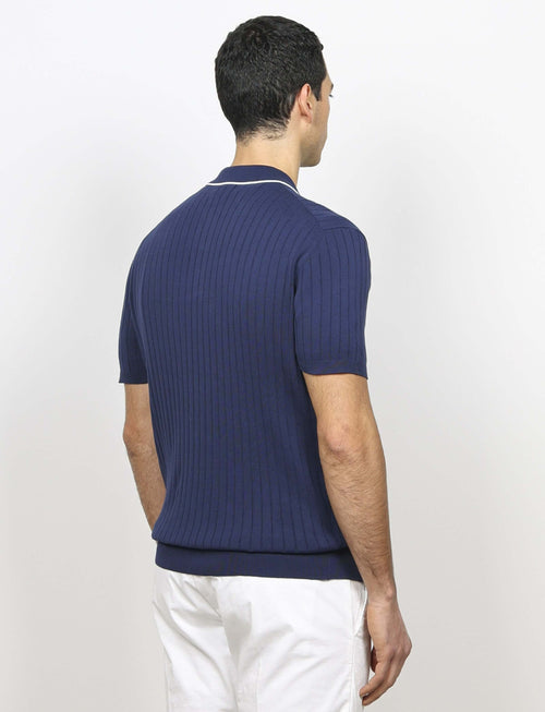 Polo in cotone a coste con dettagli a contrasto luigi fusaro