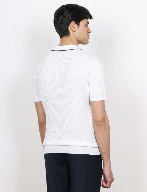 Polo in cotone a coste con dettagli a contrasto luigi fusaro