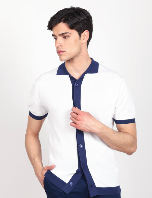 Cardigan polo in cotone_Luigi Fusaro