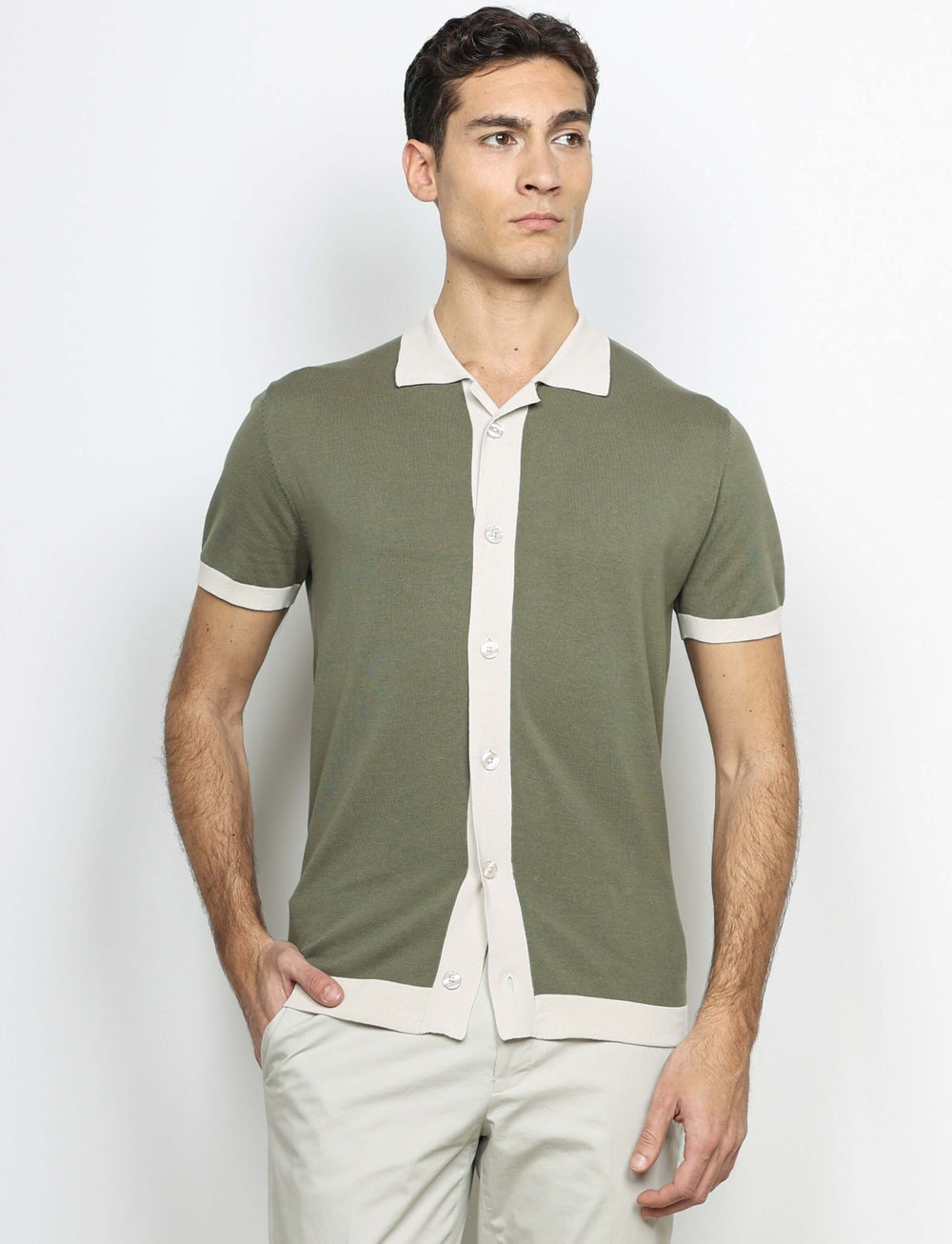 Cardigan polo in cotone