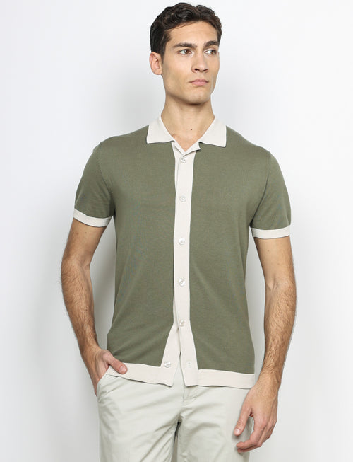 Cardigan polo in cotone_Luigi Fusaro