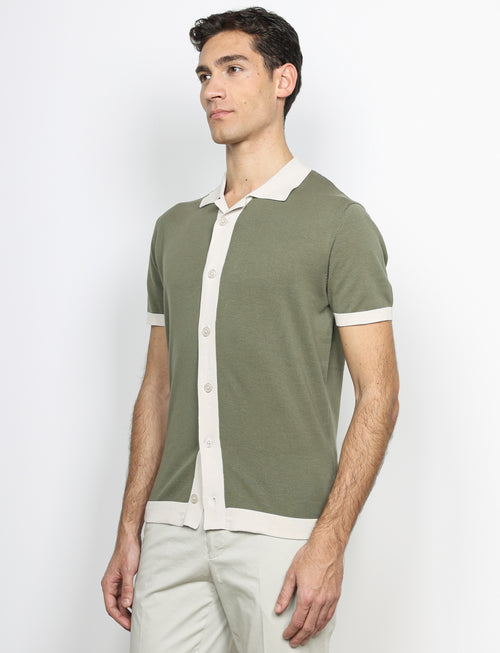 Cardigan polo in cotone_Luigi Fusaro