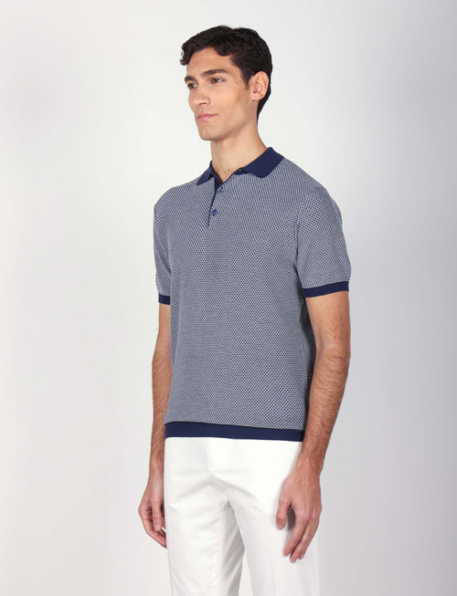 Polo in cotone jacquard bicolore luigi fusaro