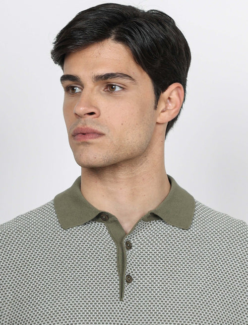 Polo in cotone jacquard bicolore luigi fusaro