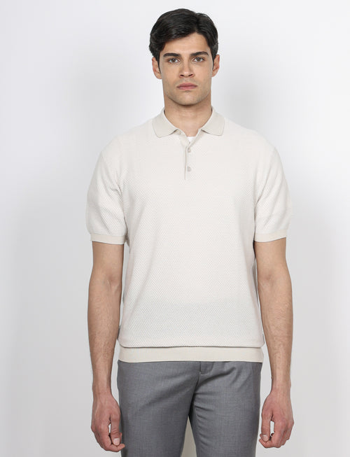 Polo in cotone jacquard bicolore_Luigi Fusaro