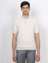 Polo in cotone jacquard bicolore