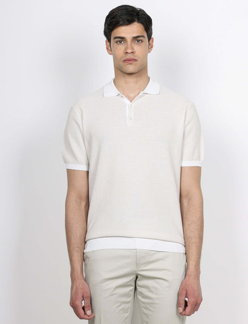 Polo in cotone jacquard bicolore luigi fusaro