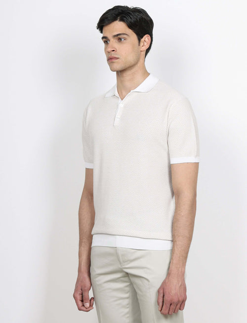 Polo in cotone jacquard bicolore luigi fusaro
