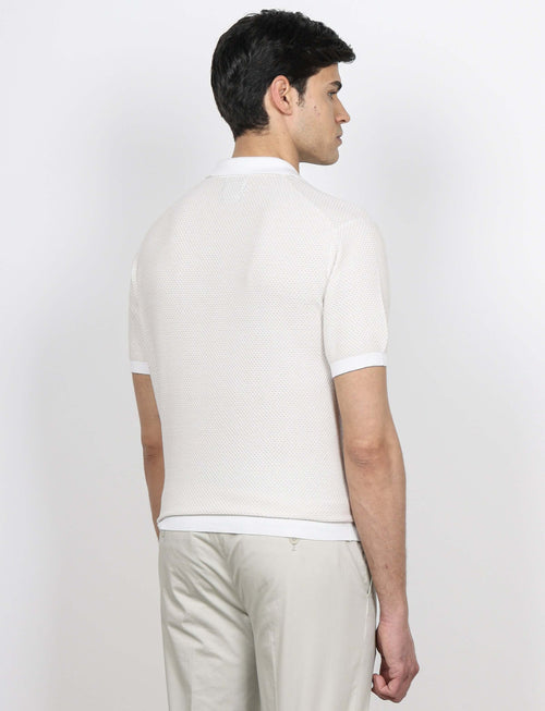 Polo in cotone jacquard bicolore luigi fusaro