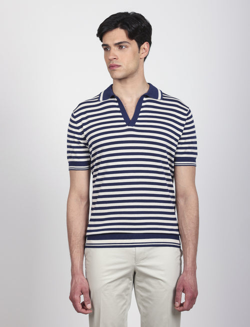 Polo derby a righe in cotone Luigi Fusaro