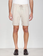 Bermuda in cotone mélange con coulisse |Colore:Beige