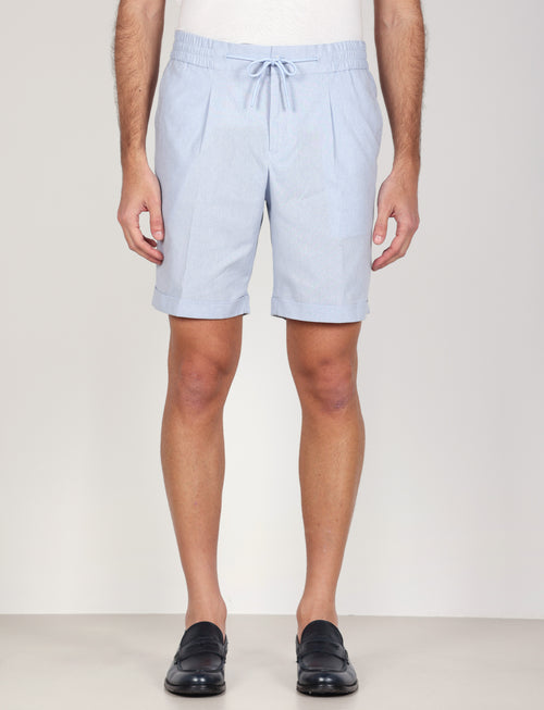Bermuda in cotone mélange con coulisse |Colore:Celeste
