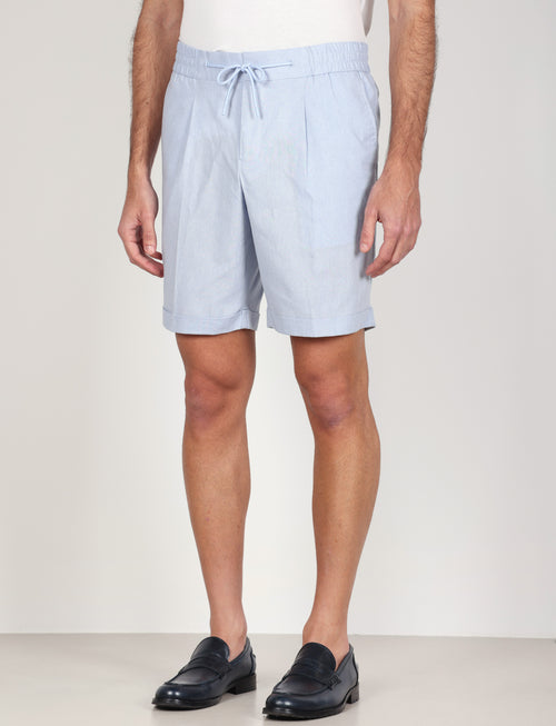 Bermuda in cotone mélange con coulisse |Colore:Celeste