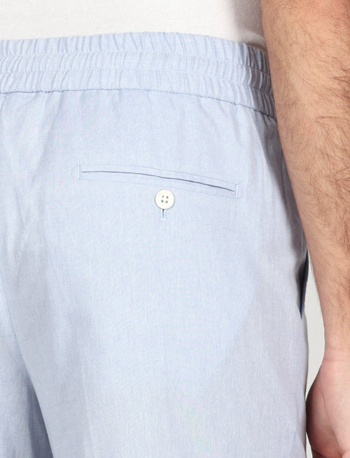 Bermuda in cotone mélange con coulisse |Colore:Celeste