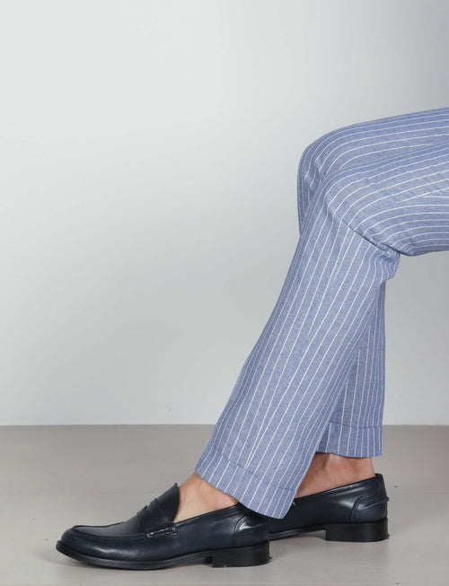 Pantaloni in lino a righe luigi fusaro