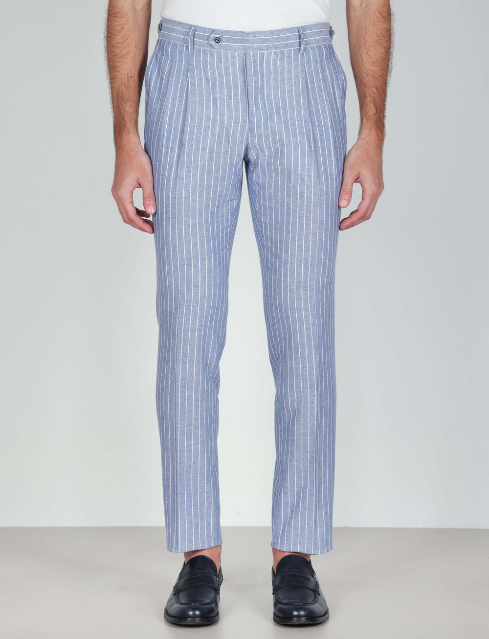 Pantaloni in lino a righe